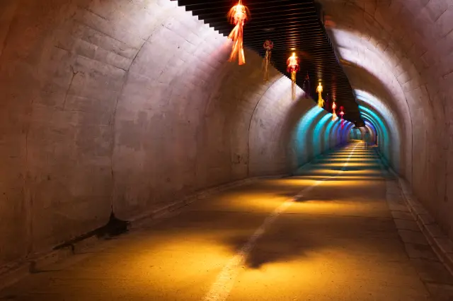 The giddy walk up to the falls via the tunnel.  