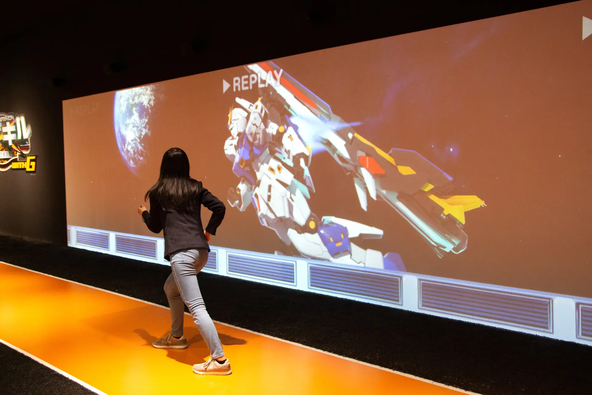 During the game, Gundam appears in “Nigekiru WITH G.”