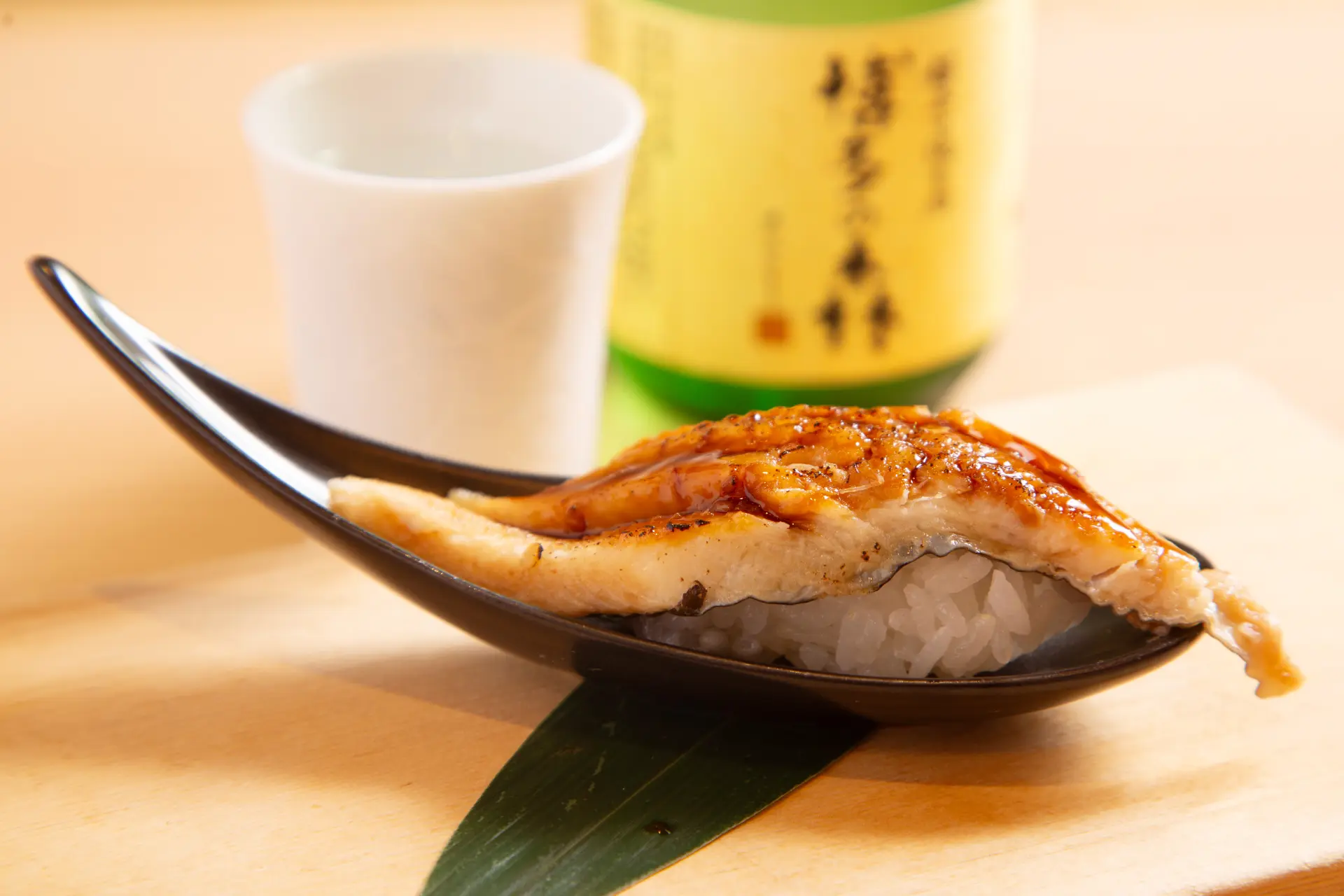 “Fluffy Steamed Conger Eel” served on a spoon