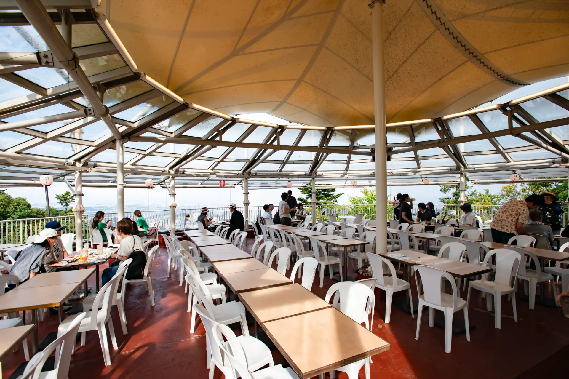 Even the scenic terrace seats are roofed for comfort.