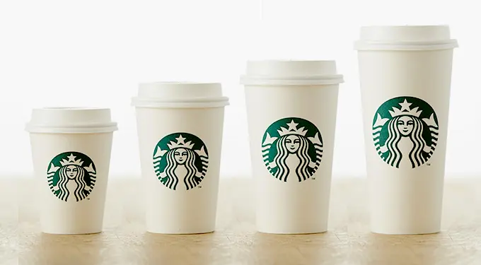 日本の「スターバックス」は4サイズで展開