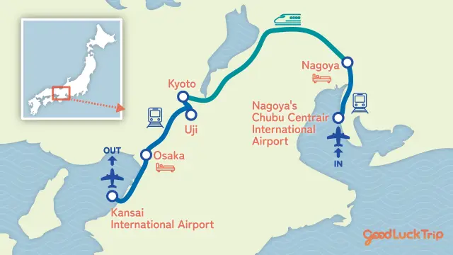 Route of the model course starting from Nagoya