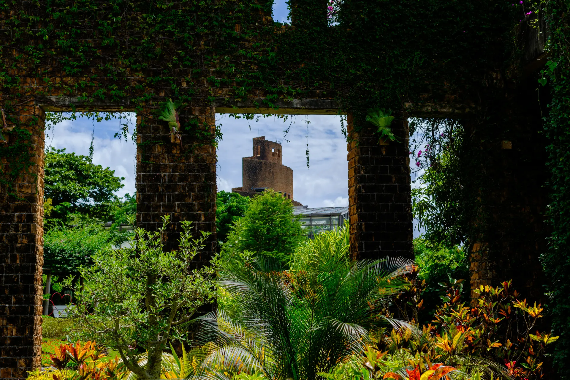 磚牆和植物融為一體,如同古老遺跡般的外觀也極具魅力