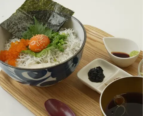 港の目の前で絶品の生しらすや日間賀島名物のたこ料理を味わえるカフェ