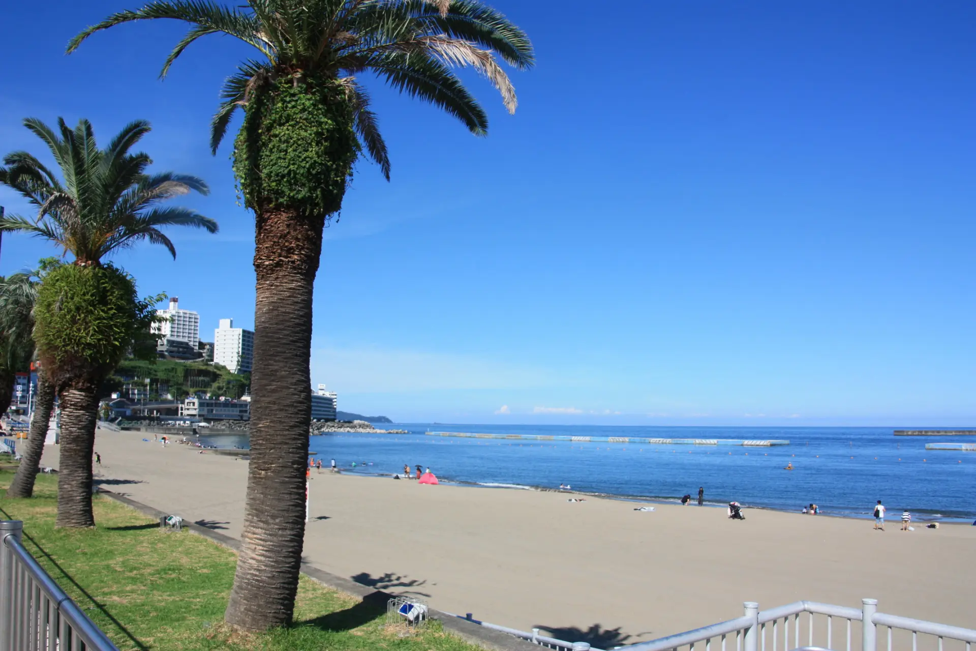 夏になると海水浴客で賑わう人気のビーチ