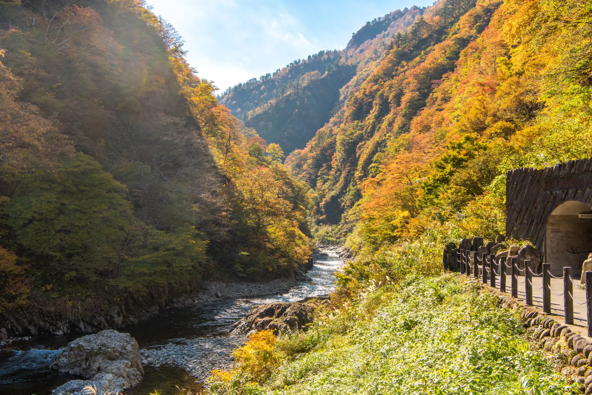 紅葉で染まる清津峡
