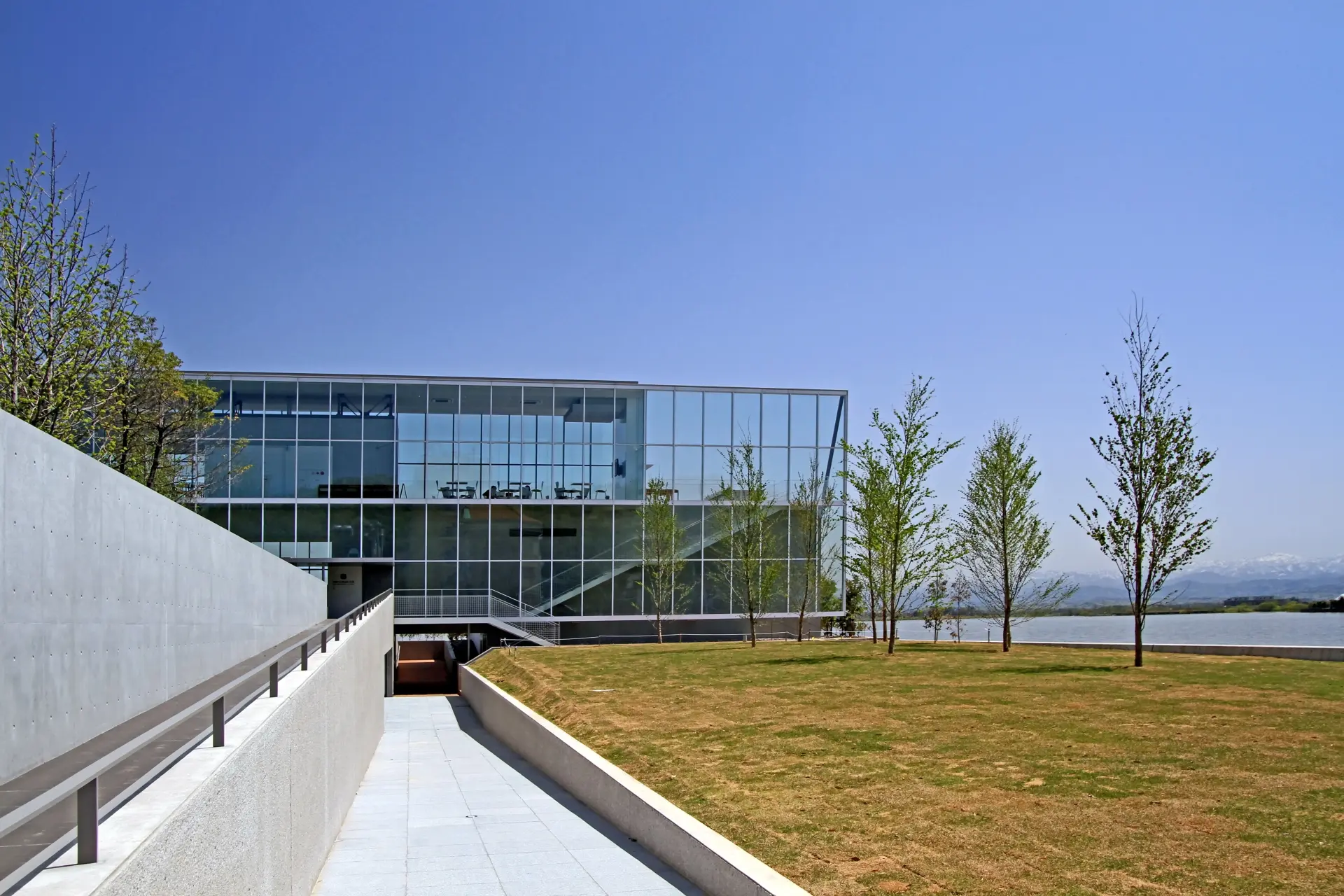 Katayamazu Onsen's main bathhouse, known for its modern and stylish architecture.