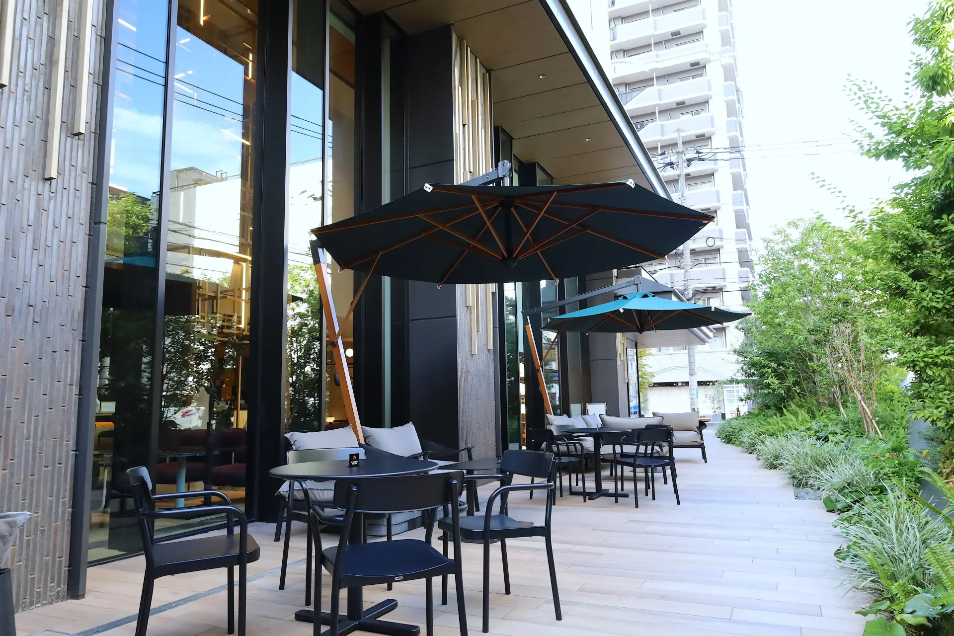 小さな森を思わせる、エントランスから続く中庭