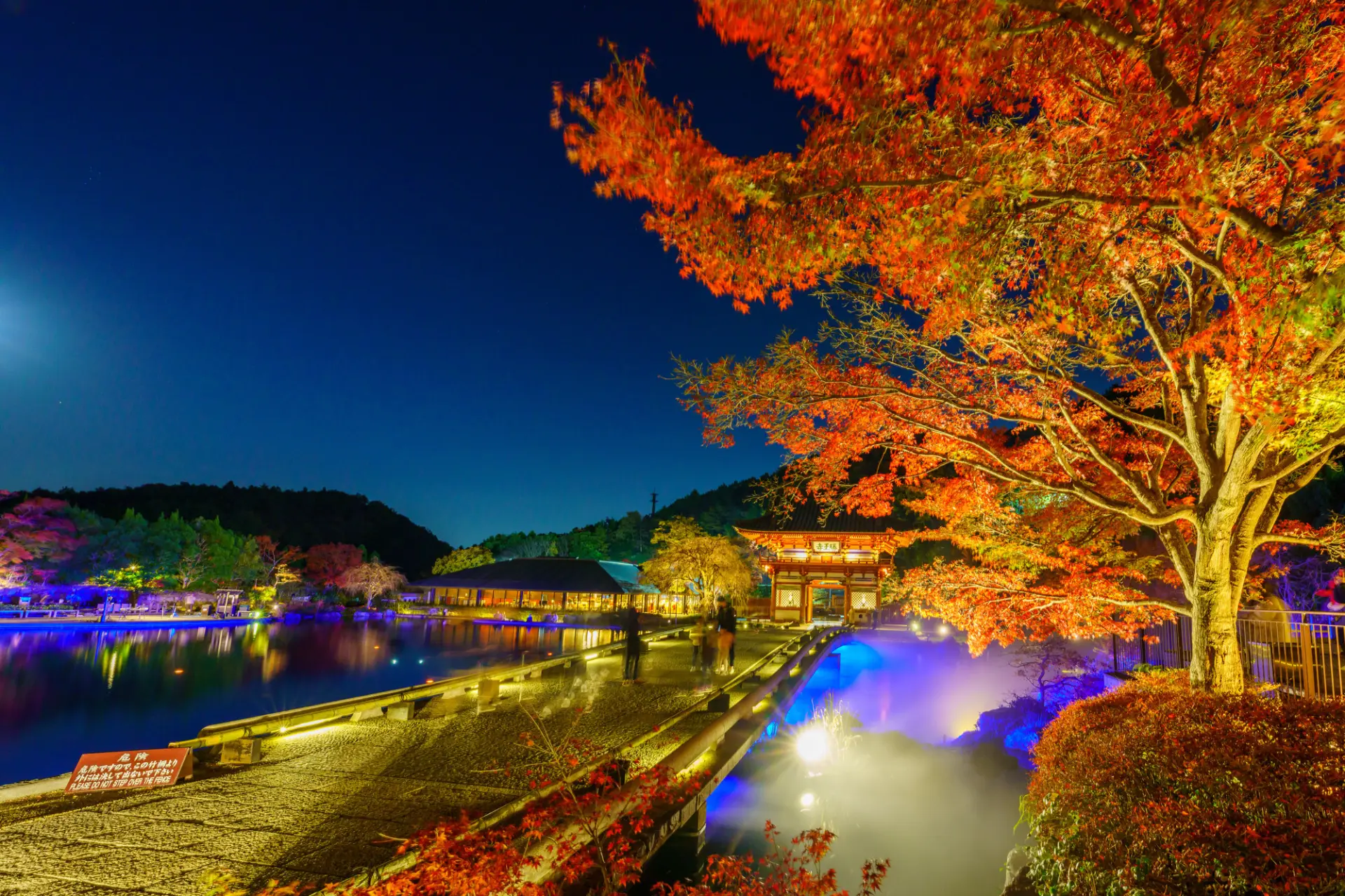 漫步於點燈後的境內，處處皆是浪漫氛圍