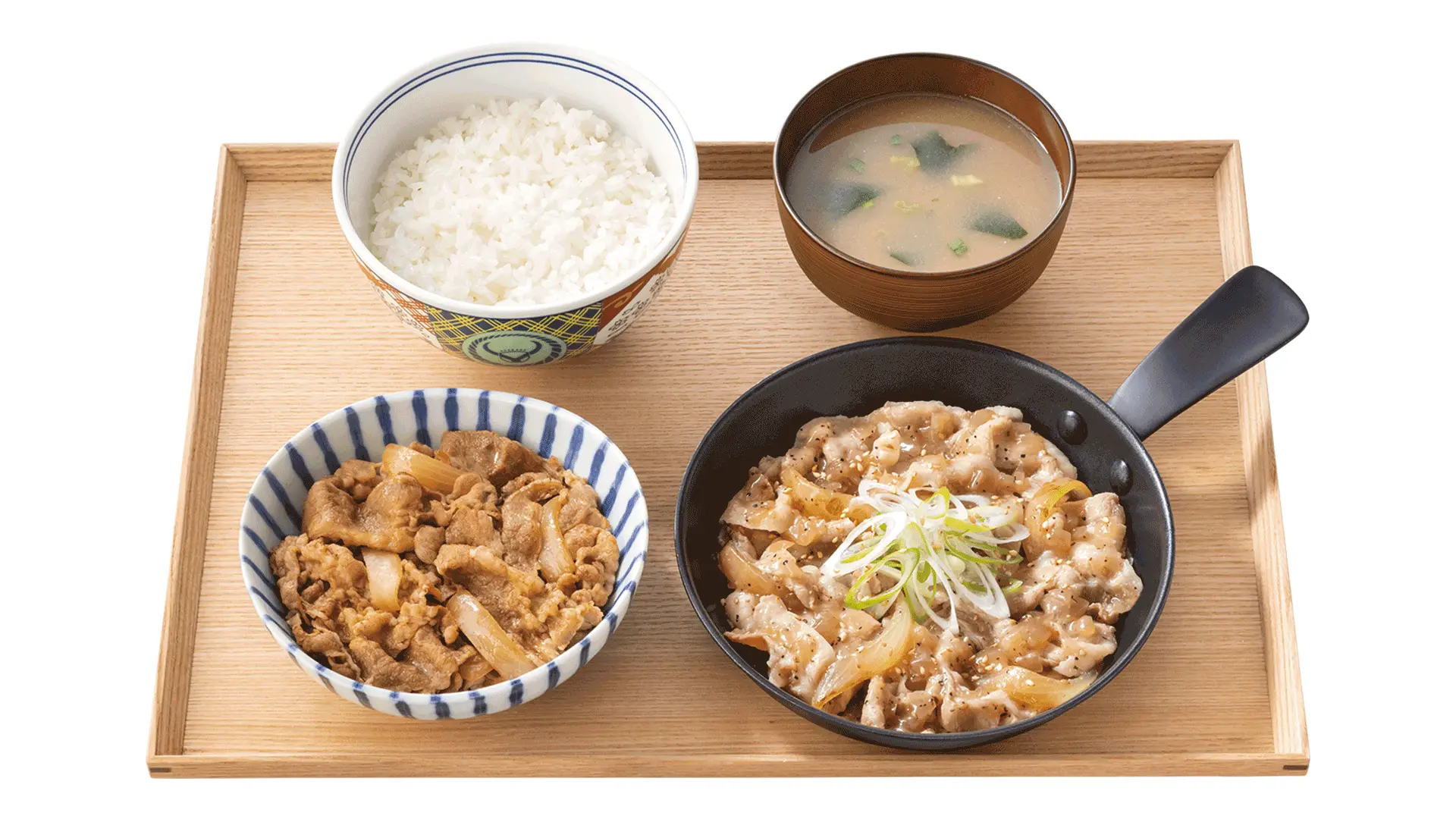 W定食（牛皿・ねぎ塩豚定食）