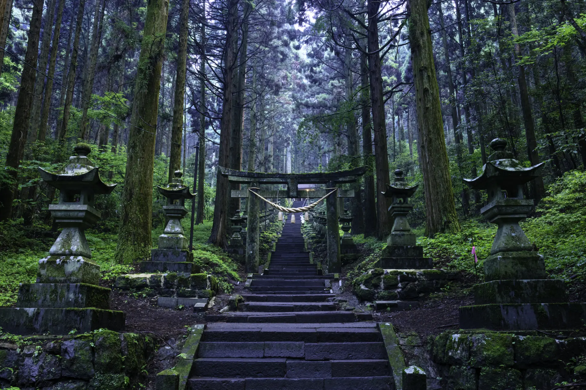 An ancient shrine with a mystical view unfolding before you