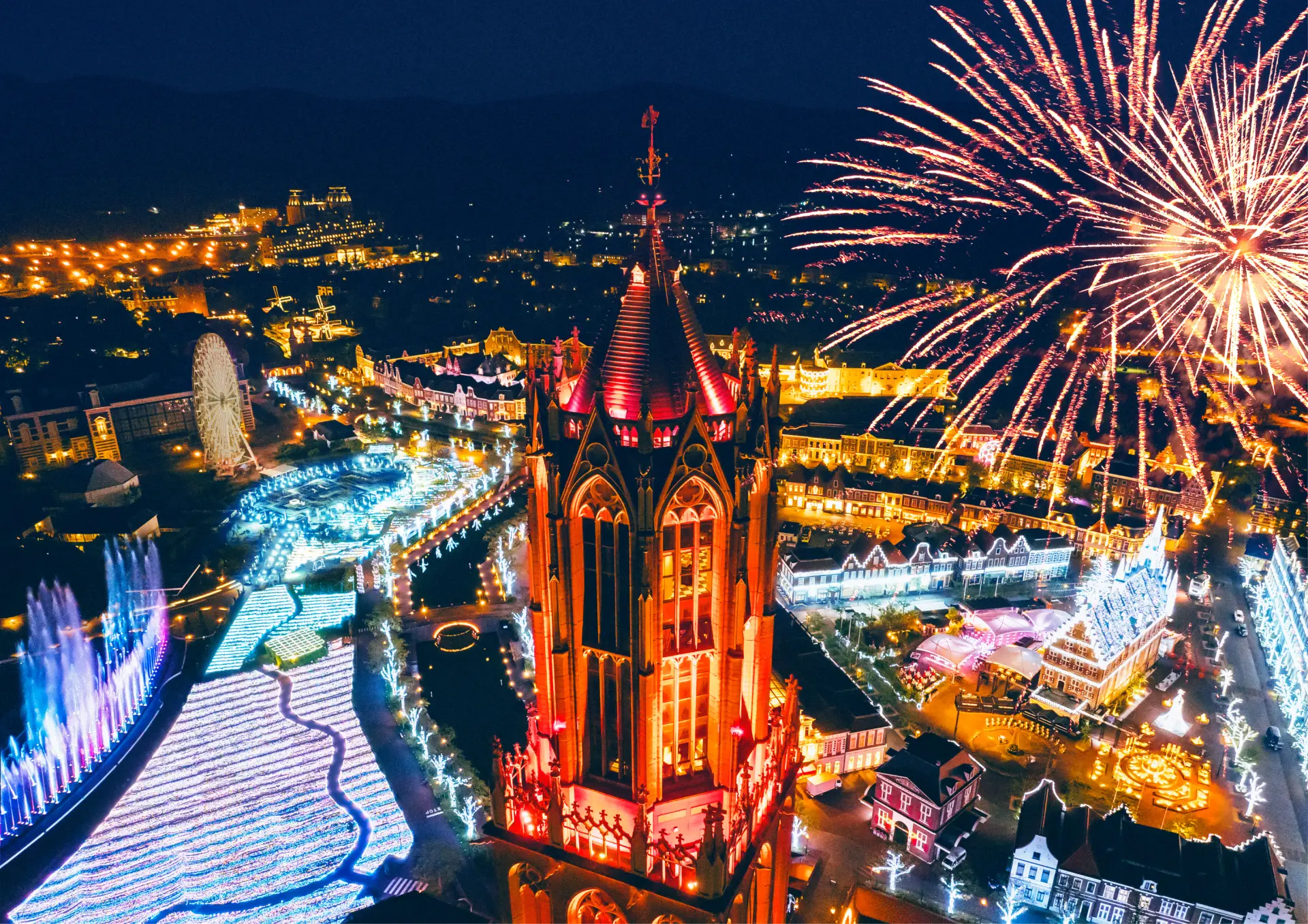 夜のハウステンボスには幻想的な世界が広がる