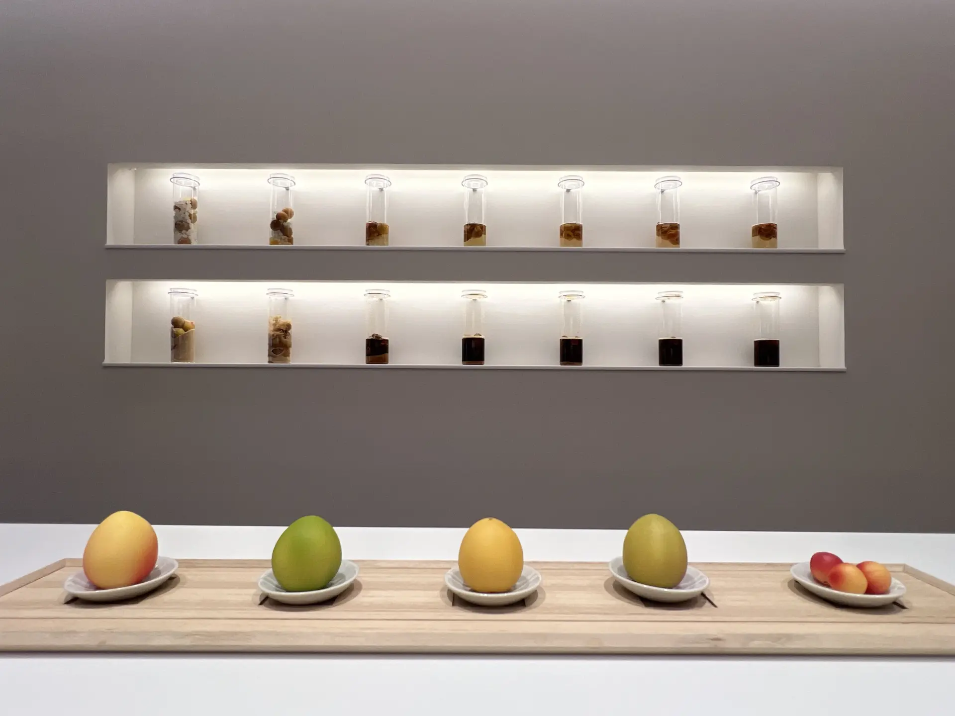 左から順に完熟南高、白加賀、福太夫、鶯宿、パープルクイーン