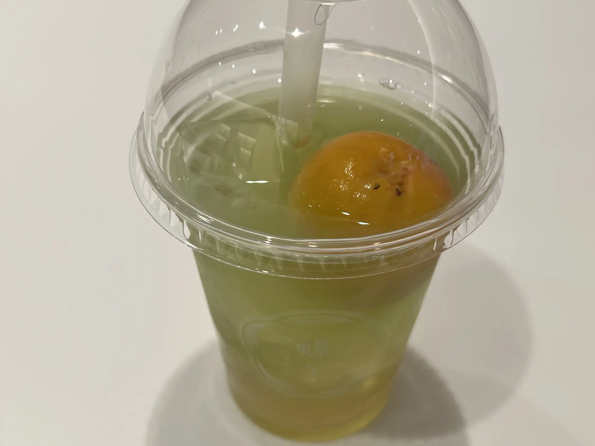 大きな梅が入った緑茶割り