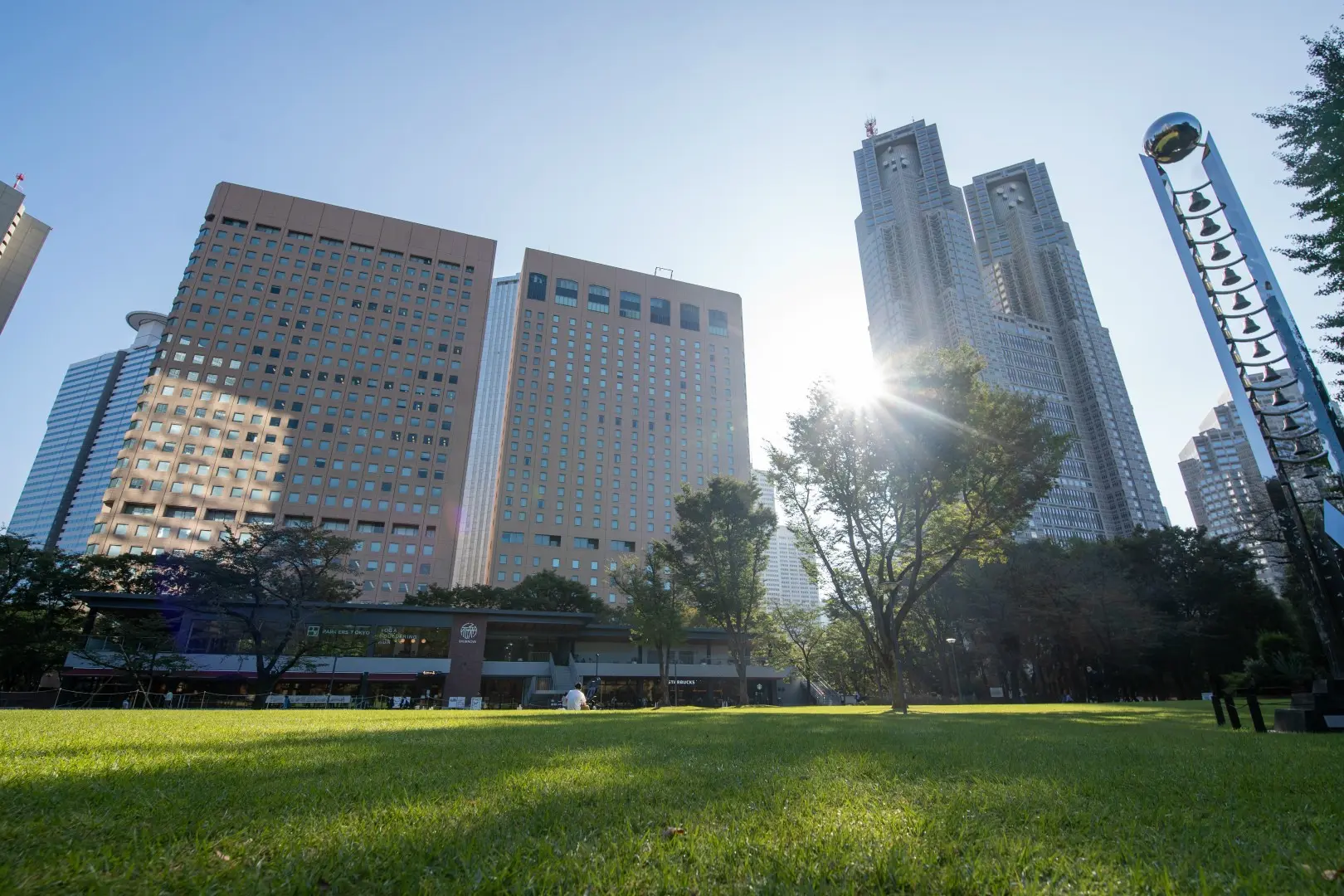 欣赏东京都厅舍与自然交织的景色