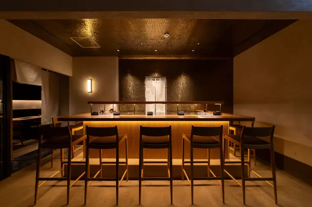 Counter seats in a refined, quiet space
