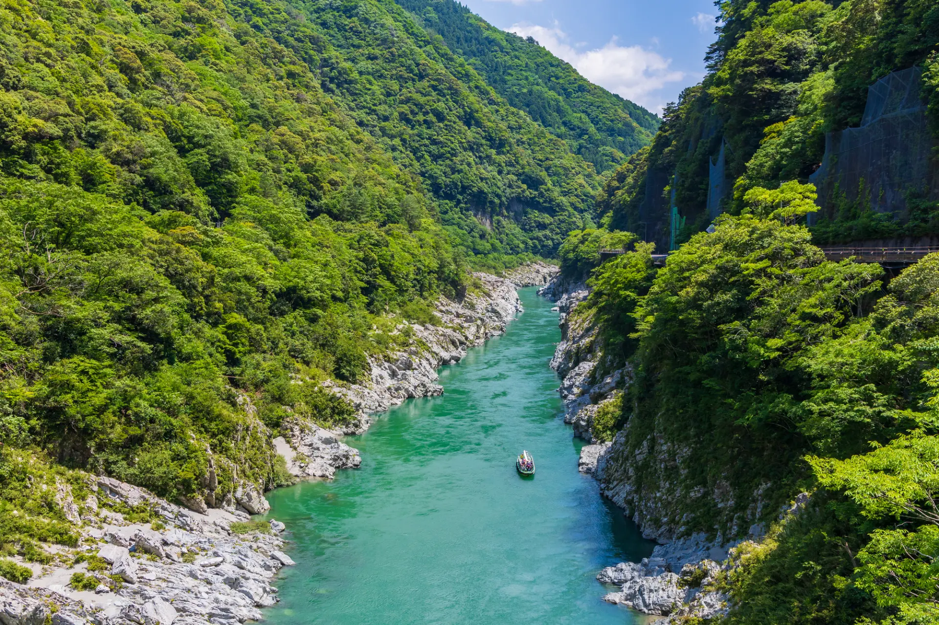 「大歩危峡遊覧船」に乗れば、大歩危峡の渓谷美を間近で鑑賞できる