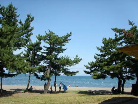 海浜エリアは夏になると海水浴客で賑わう