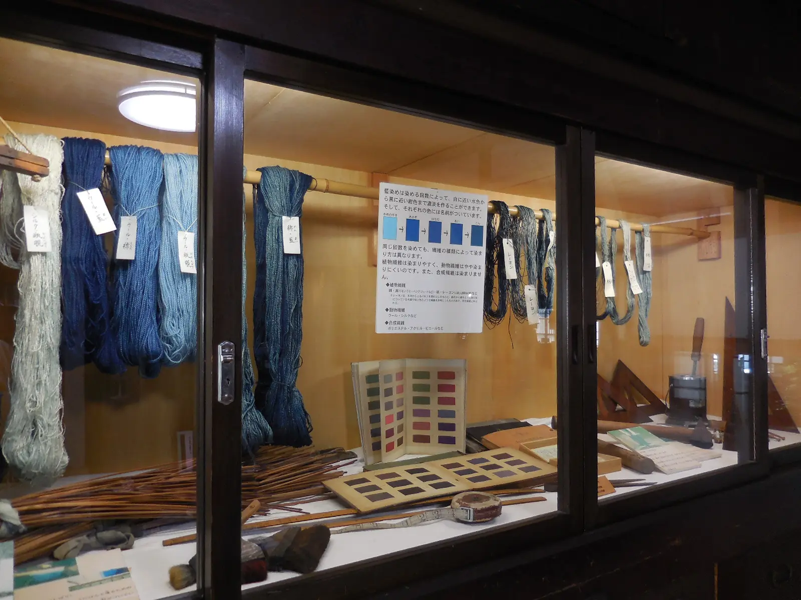 藍染めを営む商家のことを指す「紺屋」で使われていた資料を展示