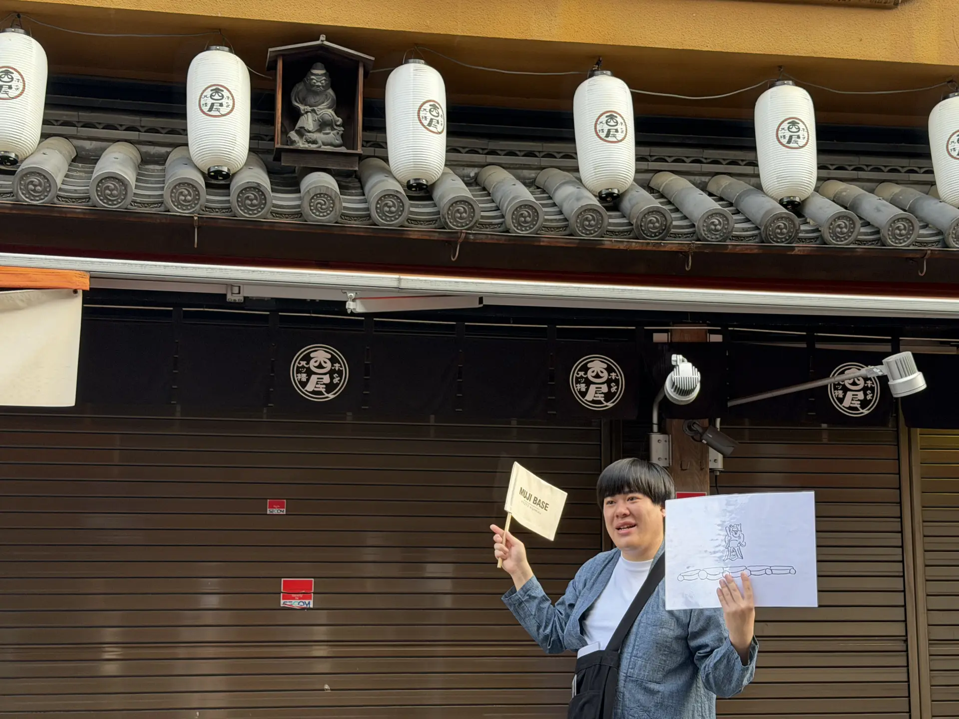 店舗の屋根に置かれている鍾馗さま
