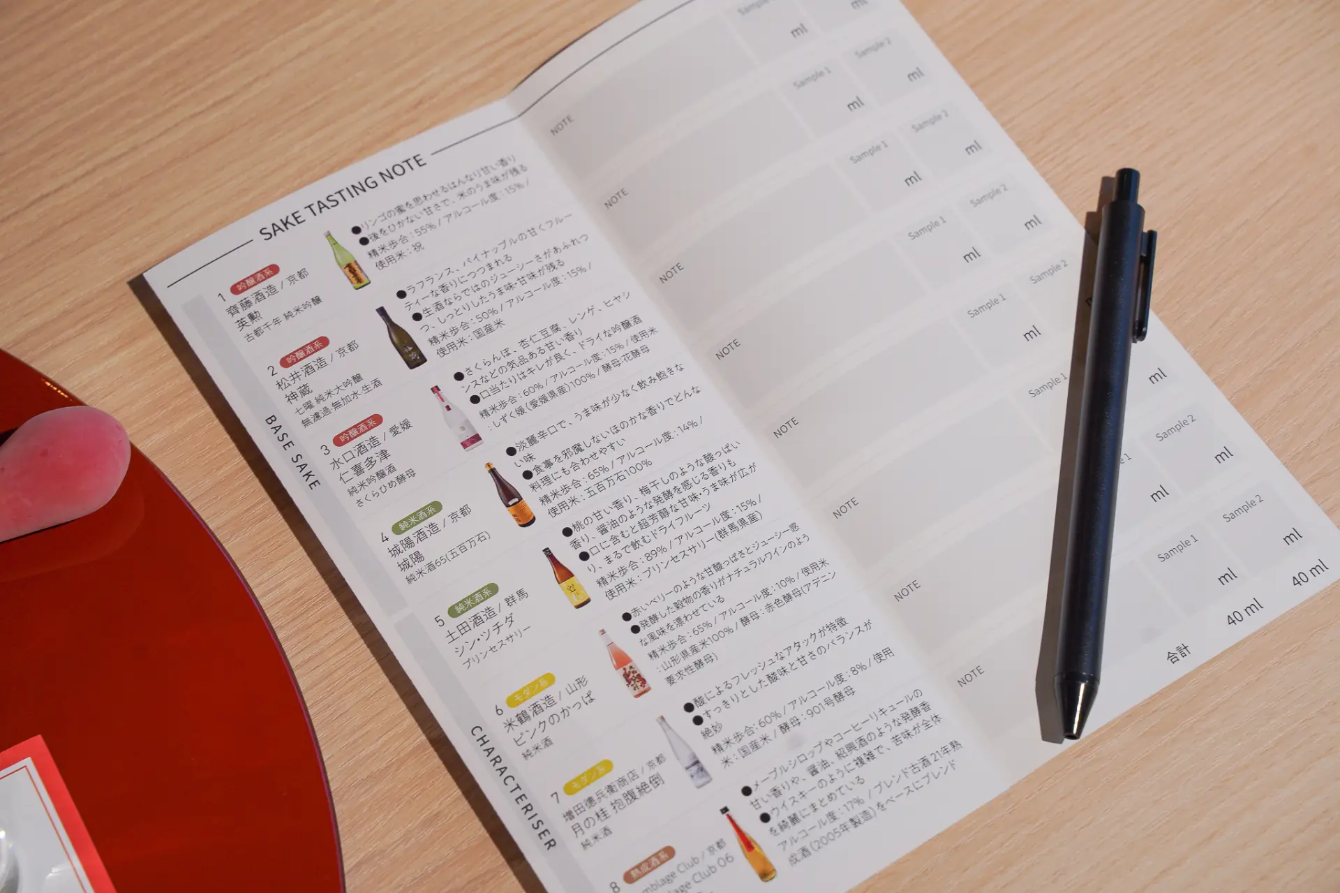 レシピノートにメモをとりながら試飲していく