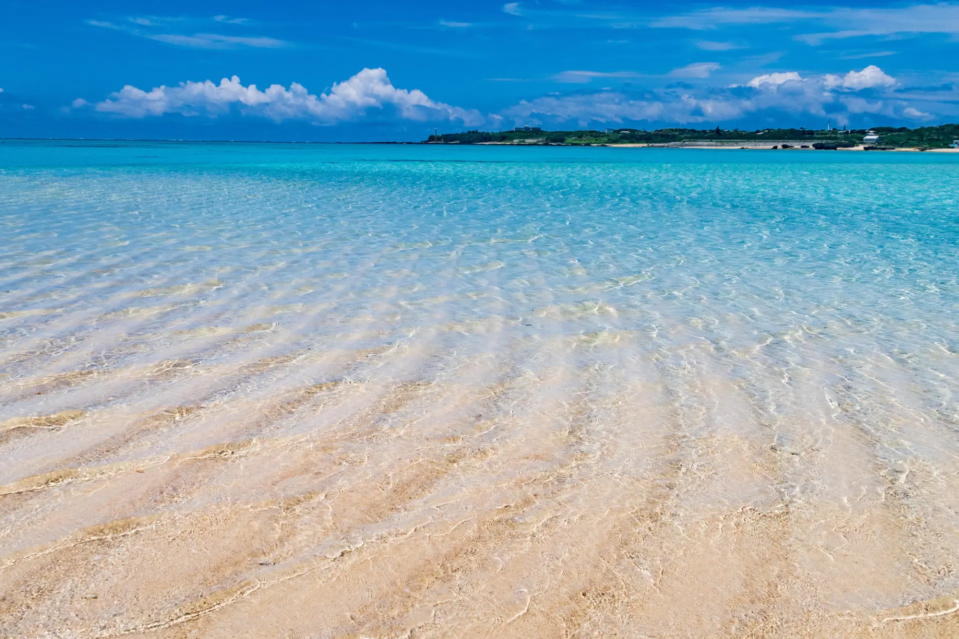 海の流れによって作られた砂紋も美しい