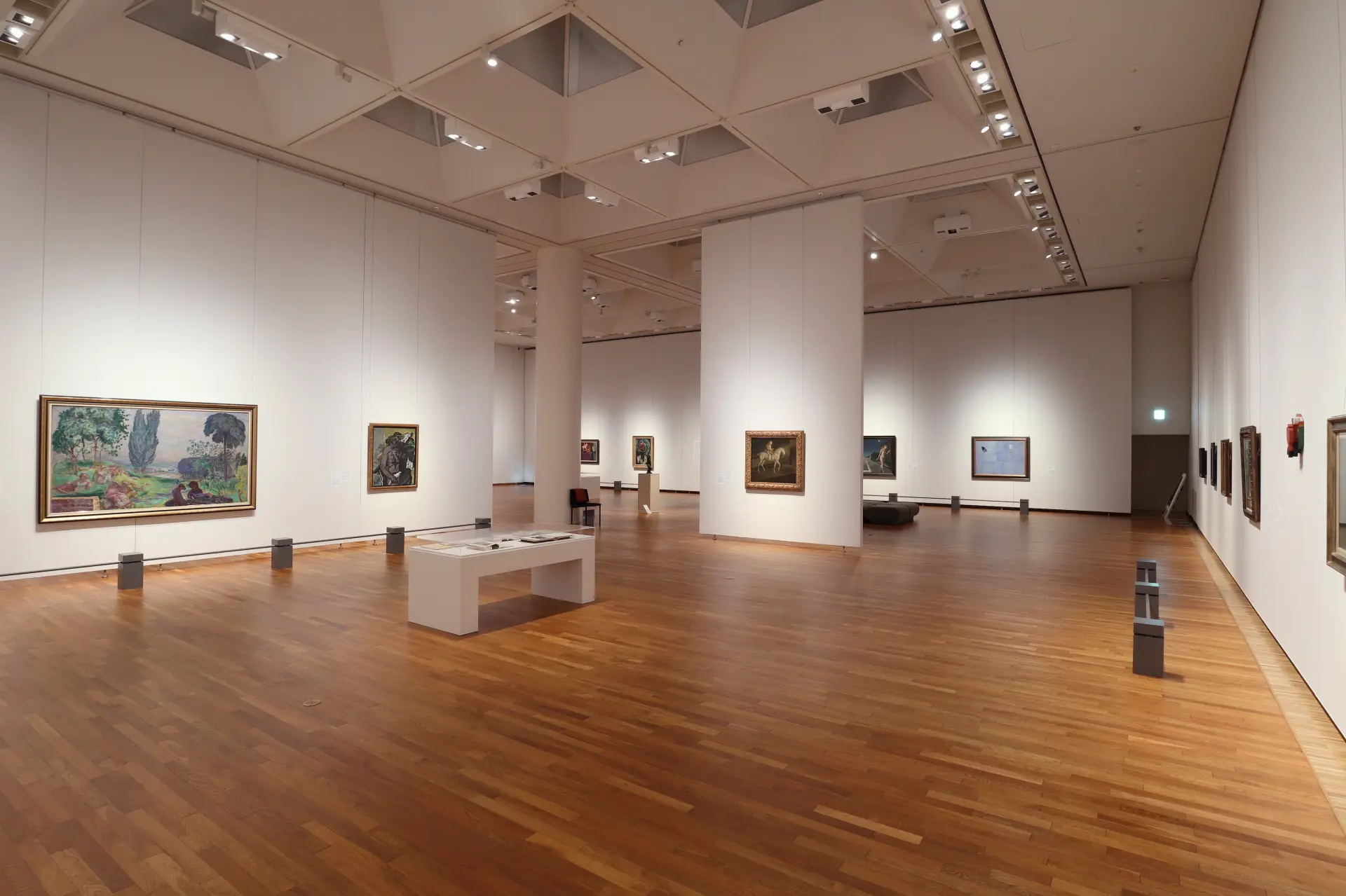 ゆとりある展示空間で、多彩な美術作品をゆっくり鑑賞できる