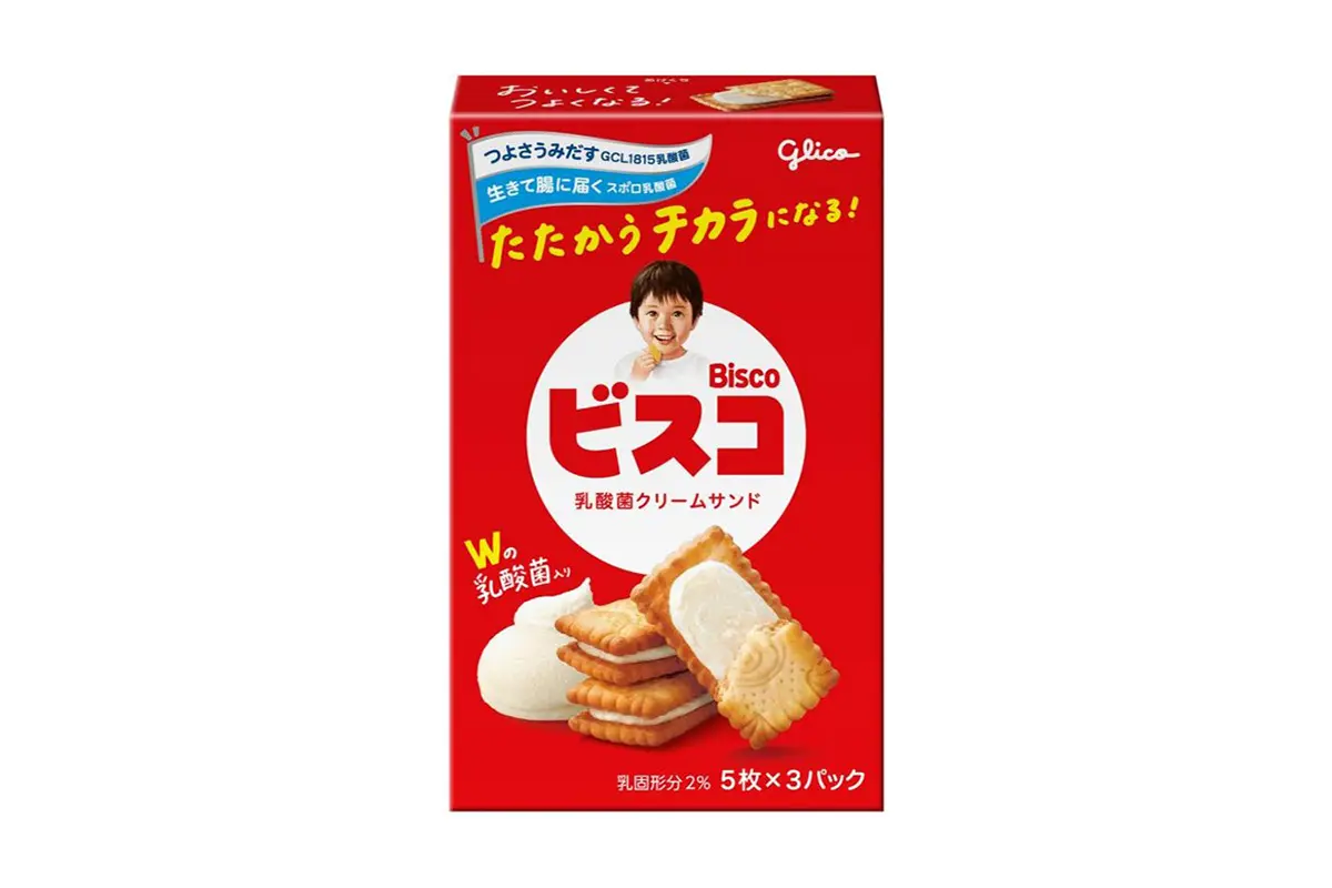 おなかにやさしい乳酸菌をクリームに練り込んだ「ビスコ」