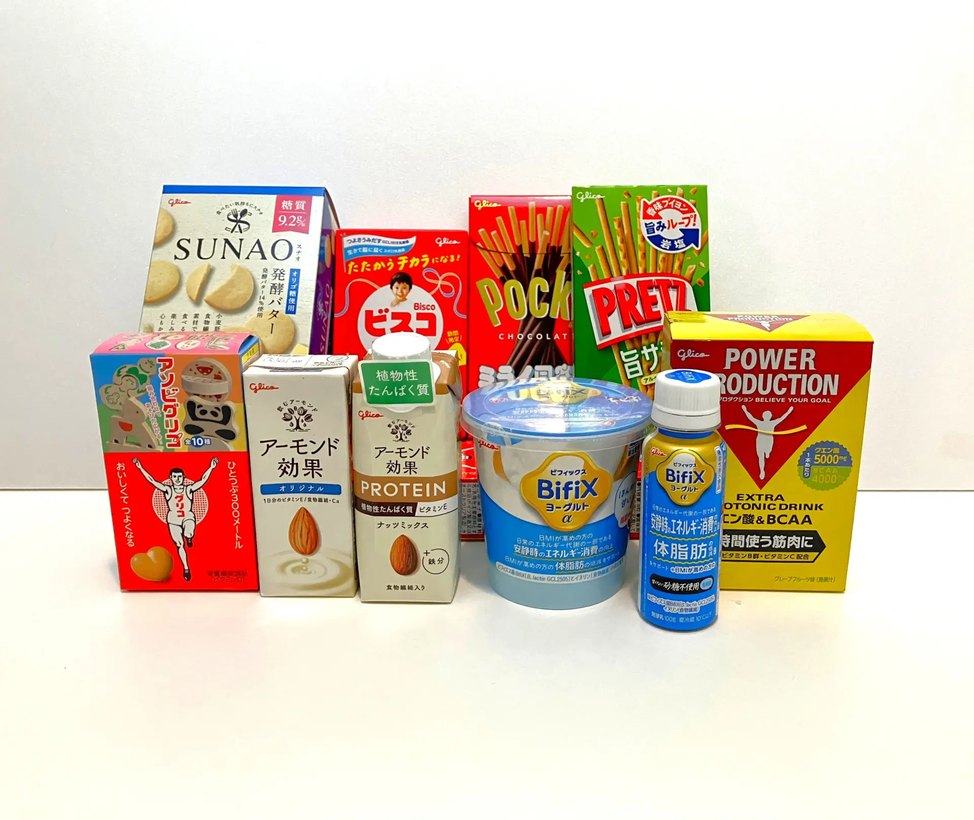 長年親しまれてきた「Glico」の商品群