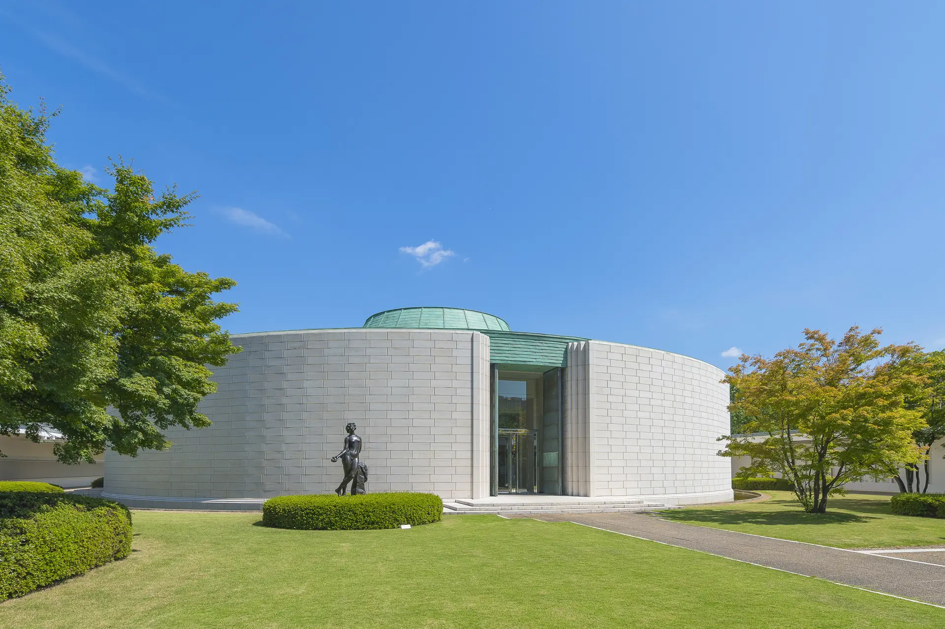 A distinctive round, domed exhibition hall inspired by the Atomic Bomb Dome