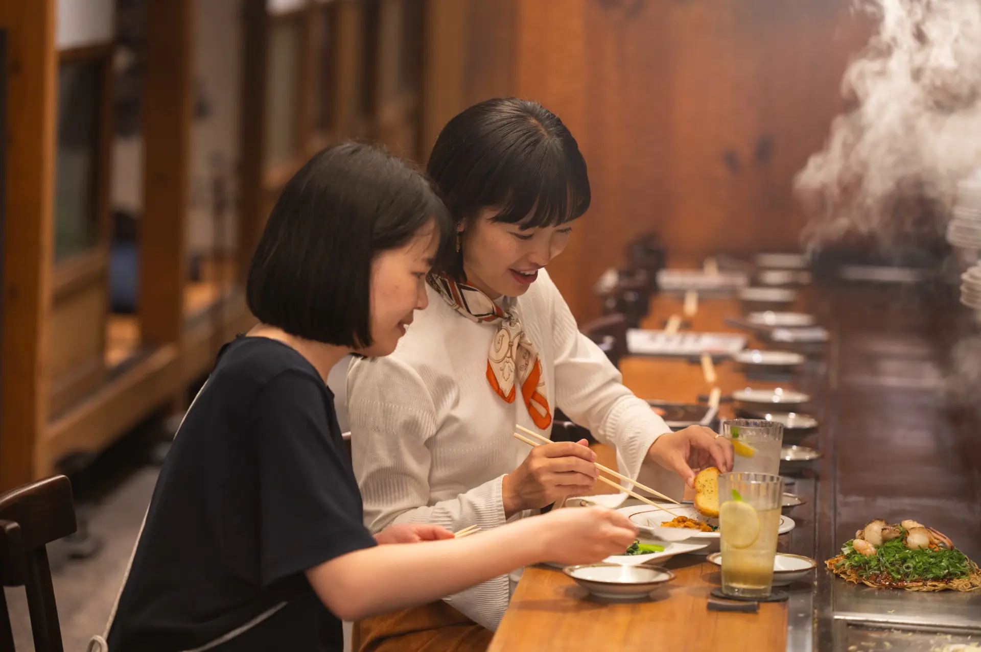 Enjoy a lively dining experience at the counter.
