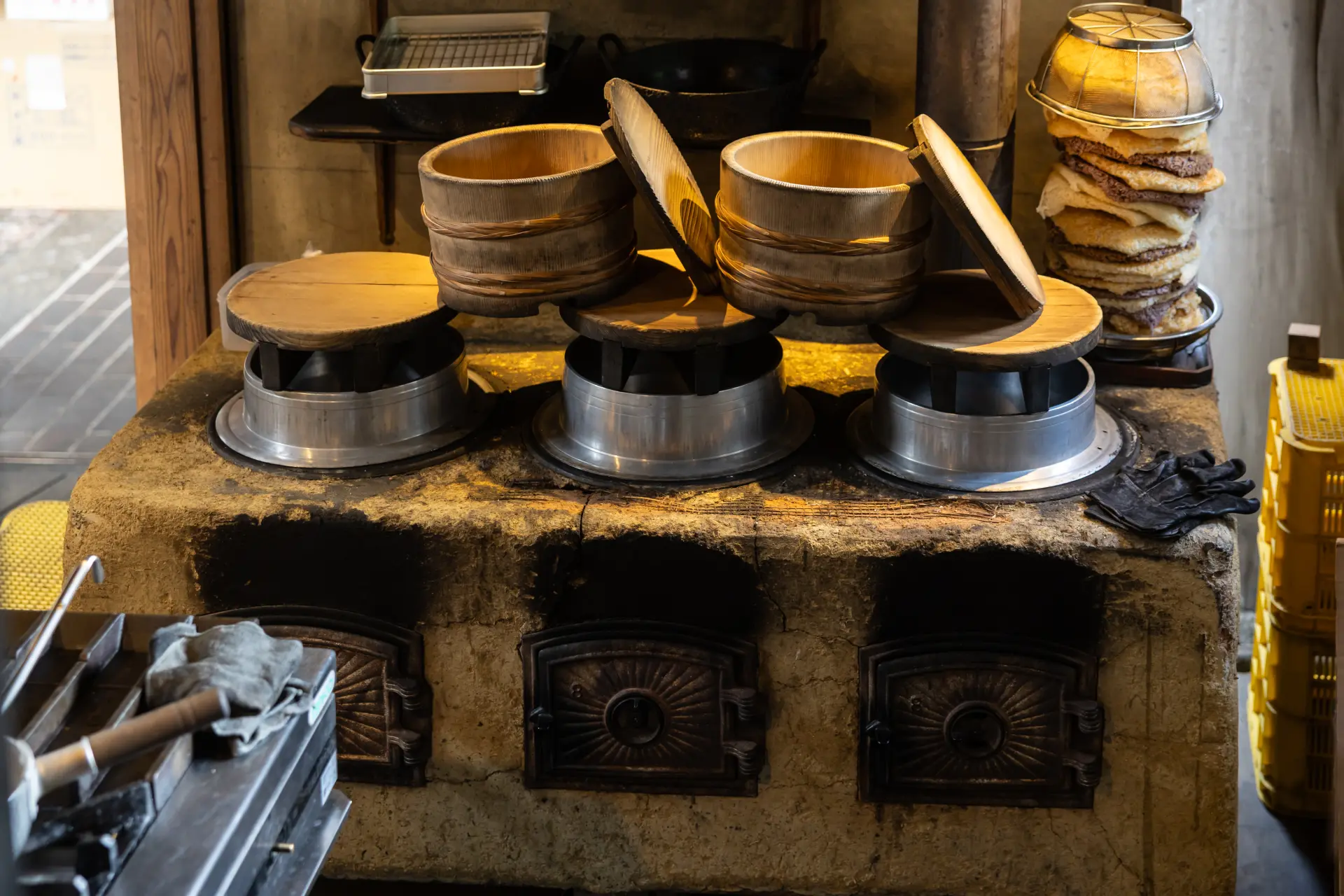 Cooking the rice in a traditional hearth gives it a light, fluffy texture.