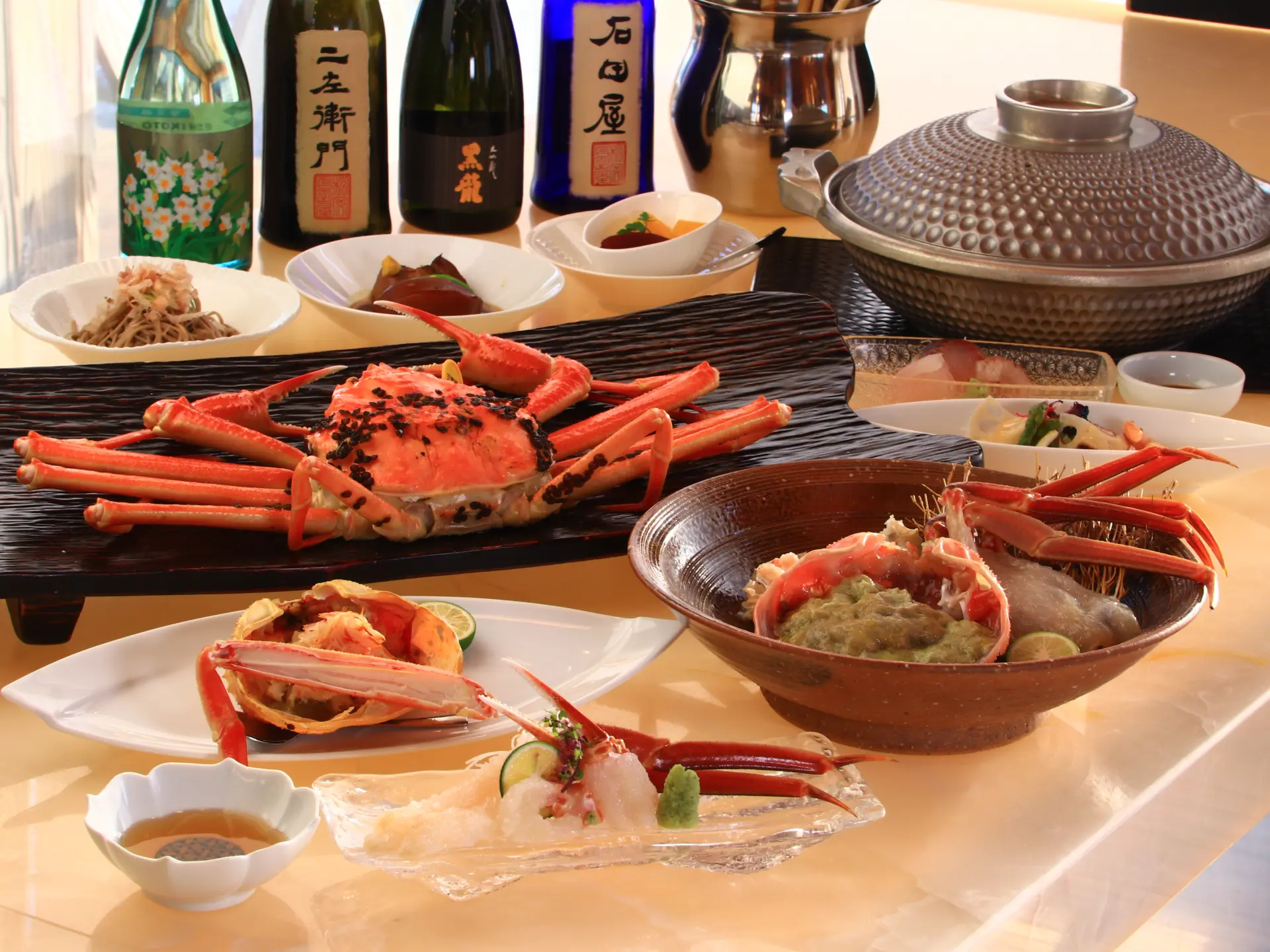 Dishes prepared with seasonal seafood