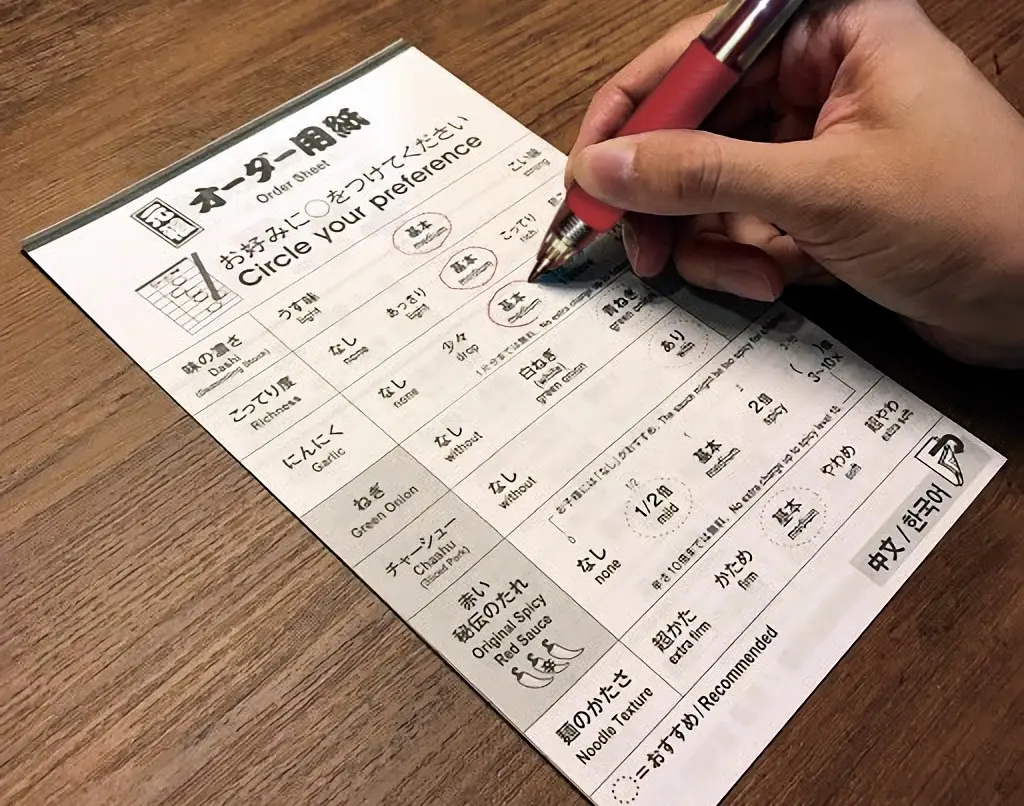 能依個人喜好微調的「點餐用紙」