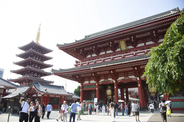 Senso-ji Temple is about a two-minute walk away.