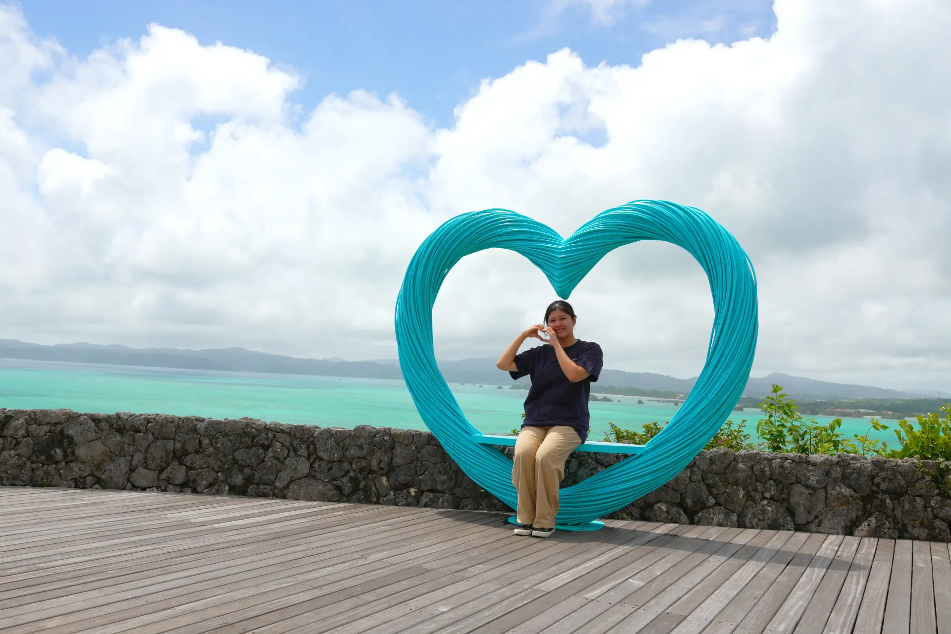 A heart-shaped photo spot befitting “Love Island”