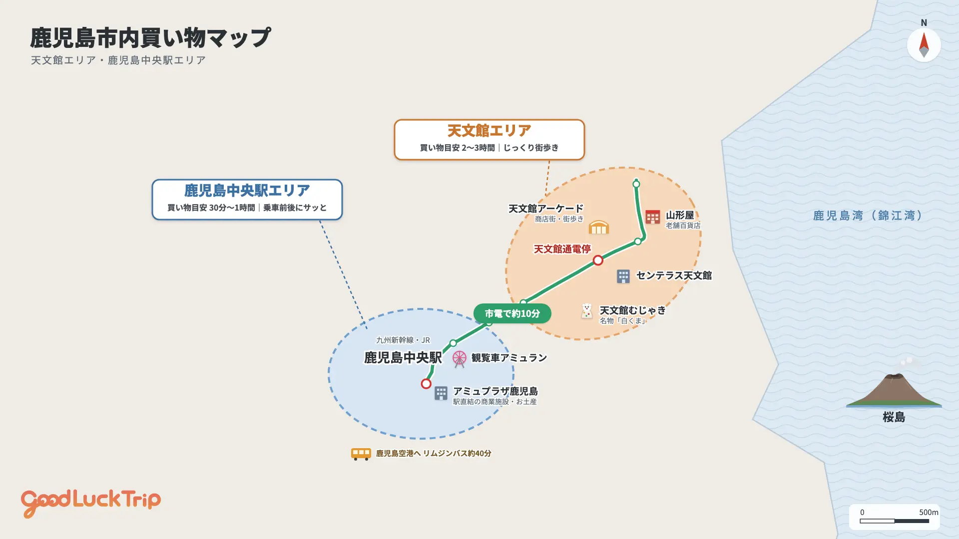 鹿児島市内の買い物マップ