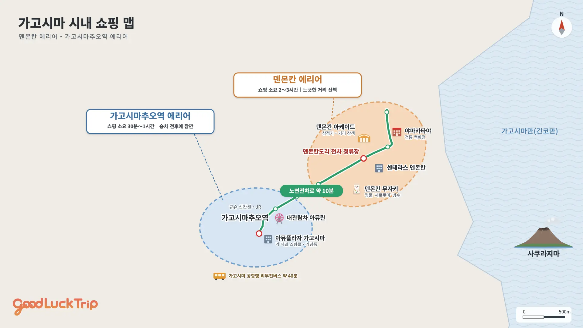 가고시마 시내 쇼핑 지도