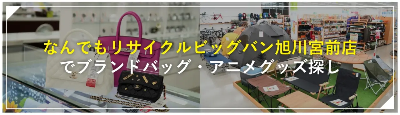 「なんでもリサイクルビッグバン旭川宮前店」でブランドバッグ・アニメグッズ探し