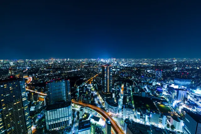 A dazzling Tokyo night view, glittering with city lights