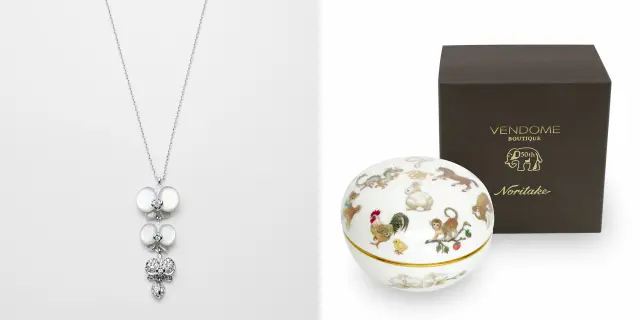 与「Noritake」的联名企划。凛然绽放的胡蝶兰项链与原创骨瓷套组