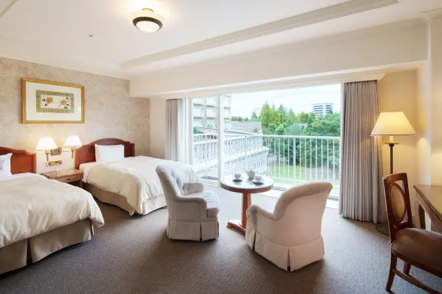 The Luxury Twin offers stunning views of the garden.