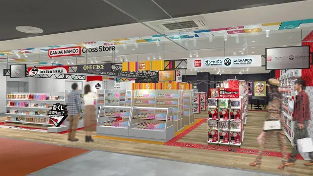 店铺位于「万代南梦宫 Cross Store 心斋桥PARCO店」内,同时还设有扭蛋专门店等设施