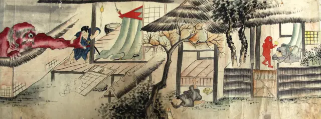 博物館蔵≪稲生物怪録≫の「（仮称）稲生物怪録絵巻」（部分）