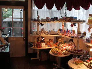 前庭が望めるサンルームにはショップも併設する