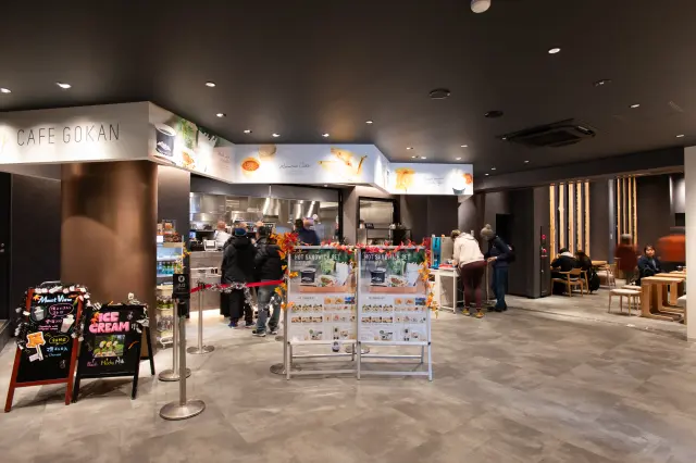 Self-service style where you order at the register and carry your items to your seat yourself.