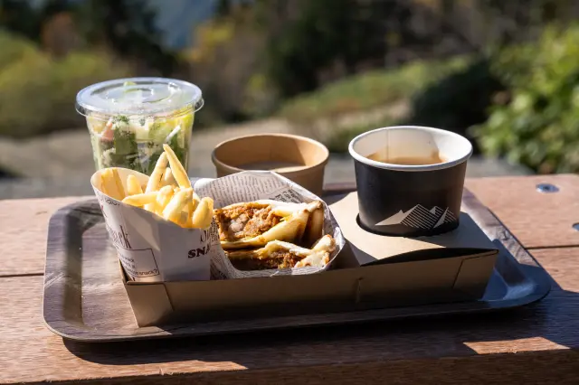 On clear days, take a seat outdoors.