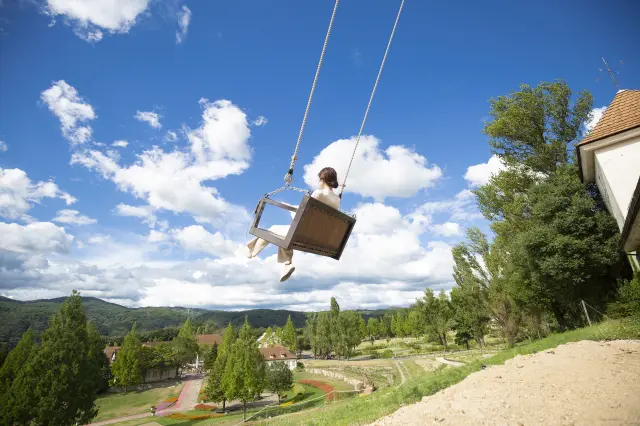 迫力満点! 人気の「大きな森のブランコ」