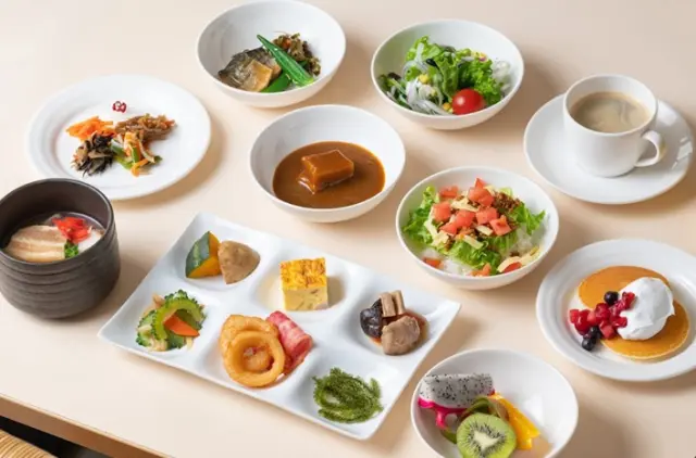 「Restaurant HoKuLaNi」の朝食ブッフェでは自分で作るタコスやタコライスなども楽しめる