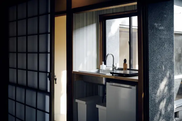 ミニキッチンでちょっとした自炊も